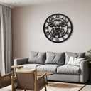 24 Inch wall Clock,Large wall Clock,Wall Clocks Battery Operated,Black Metal Non-Ticking,Wall Clocks for Living Room Decor,Bedroom,Kitchen(Highland Bull Wall Clock, 24 Inch)