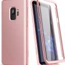 SURITCH Case for Samsung Galaxy S9,Built in Screen ProtectorSupport Wireless Charging Rugged Back Cover Hybrid Bumper 360 Protective Case Matte Shockproof for S9 Case 5.8"(Rose Gold)