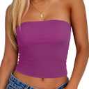 Women Tube Top Summer Strapless Crop Tops Basic Bandeau Going Out Y2k Short Shirt 2026 Outfits (Purple, S)