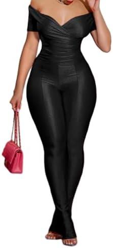 acelyn 2 Piece Outfits for Women Sexy Off Shoulder Tops Bodycon Flared Pant Sets Club Outfits Tracksuit 2XL