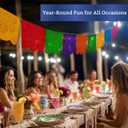Mexican Party Banners (2 Pack with 10 Plastic Flags per Banner) - Papel Picado Mexicano para Fiesta - Plastic Papel Picado - Fiesta Themed Party Decorations - Mexican Decor