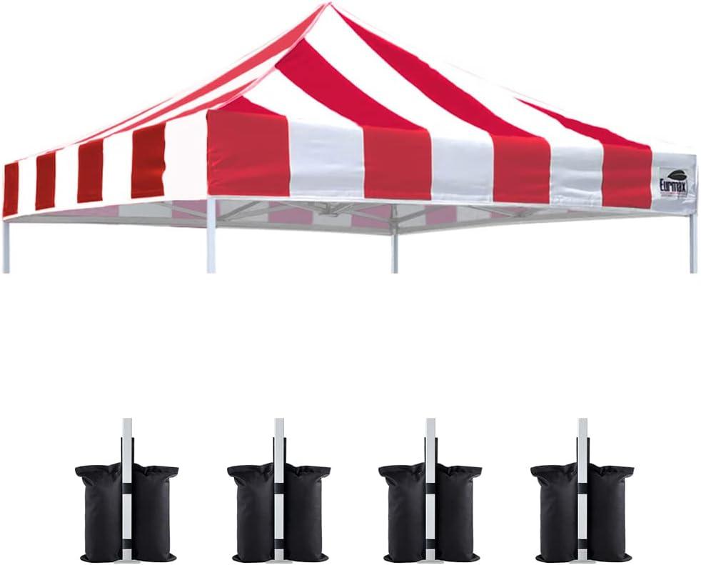 Eurmax USA New 10x10 Pop Up Canopy Replacement Canopy Tent Top Cover, Instant Canopy Top Cover ONLY, Choose 30 Colors,Bonus 4PC Pack Weight Bag (Stripe Red)