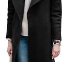 BZB Women's Trench Coat Long Wool Blend Pea Coat Winter Casual Overcoat Notched Lapel Collar Belted Long Jacket Outerwear (Medium, Black)