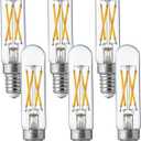 FLSNT 5000K Daylight LED Candelabra Bulbs 60W Equivalent, Dimmable T6/T25 E12 LED Light Bulbs for Chandelier, 90+ High CRI, 550LM, 5.5W, 6 Pack