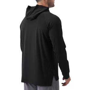 Fioboc Mens Hoodies Pullover Long Sleeve Gym Casual Fashion Sweatshirts Workout Quick Dry Lightweight Hooded Shirt (X-Large, Classic-fit-black)