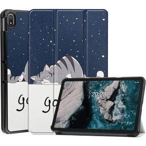 Case for Nokia T20 Tablet Case 10.36 Inch 2021, Folding Folio Ultra-Thin PU Leather Stand Case Cover for 10.36 Nokia Tablet T20 TA-1392 TA-13797 TA-1394 2021 Lazy Cat