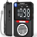 PRUNUS J-155 Pocket Radio AM FM, Shortwave Radios with Best Reception, Bluetooth, Large Screen, TF Card Play, Stereo Earphone Jack, Alarm Clock, Portable Rechargeable Digital Radio for Jogging, Walking