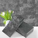 Vamos Tile 100 Pieces Peel and Stick Backsplash Tiles, 3" x 6" PVC Subway Tile, Black Slate Stick on Backsplash Tiles for Kitchen/Bathroom/Fireplace/Laundry/Camper