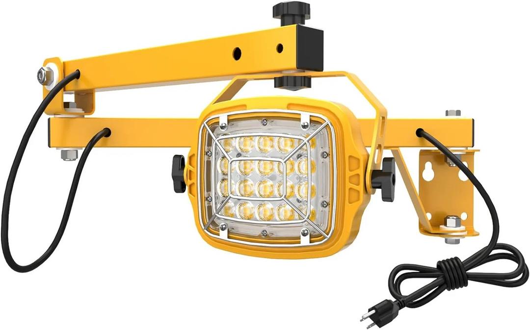 YXL 30W LED Loading Dock Light with Folding Arm, 39,00 Lumens, 100-277V,360° Rotatable Lamp Head, IP65 Rated ETL Listed for Trailers, Docks, Warehouses, Container