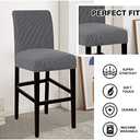 Flamingo P Stool Pub Counter Chair Seat Covers Stretch Bar Cover for Dining Room Non Slip Jacquard Fabric with Elastic Bottom Set of 2, Gray (Grey)
