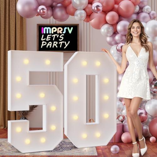 imprsv 4FT Marquee Numbers 50,DIY Light Up Numbers for 50th Birthday Decorations, Party Decorations,Anniversary Party Decor,Mosaic Number for Balloons Number 50,Pre-Cut Foam Board Kit