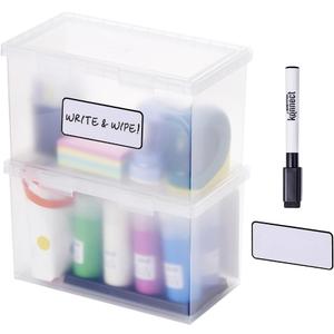 Bostitch Konnect Storage Containers with Lids, Organizer, Clear Plastic Box, Stackable Nesting Bins, Large, 2 Pack