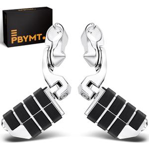 PBYMT Highway Pegs Short Angled 304 Stainless Steel, Highway Footpegs Footrest Fit For 1''&1.25''(25/32mm) Crash Bars Compatible with Harley Davidson Touring Streel Guide Chrome
