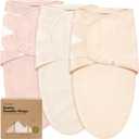 3Pack Organic Baby Swaddle Sleep Sacks  Swaddles for Newborns, Infant 03 Months, Baby Girls, Boys, Soft & Snug Newborn Sleep Sack, Nursery Swaddling Blankets (Angelic, XS)