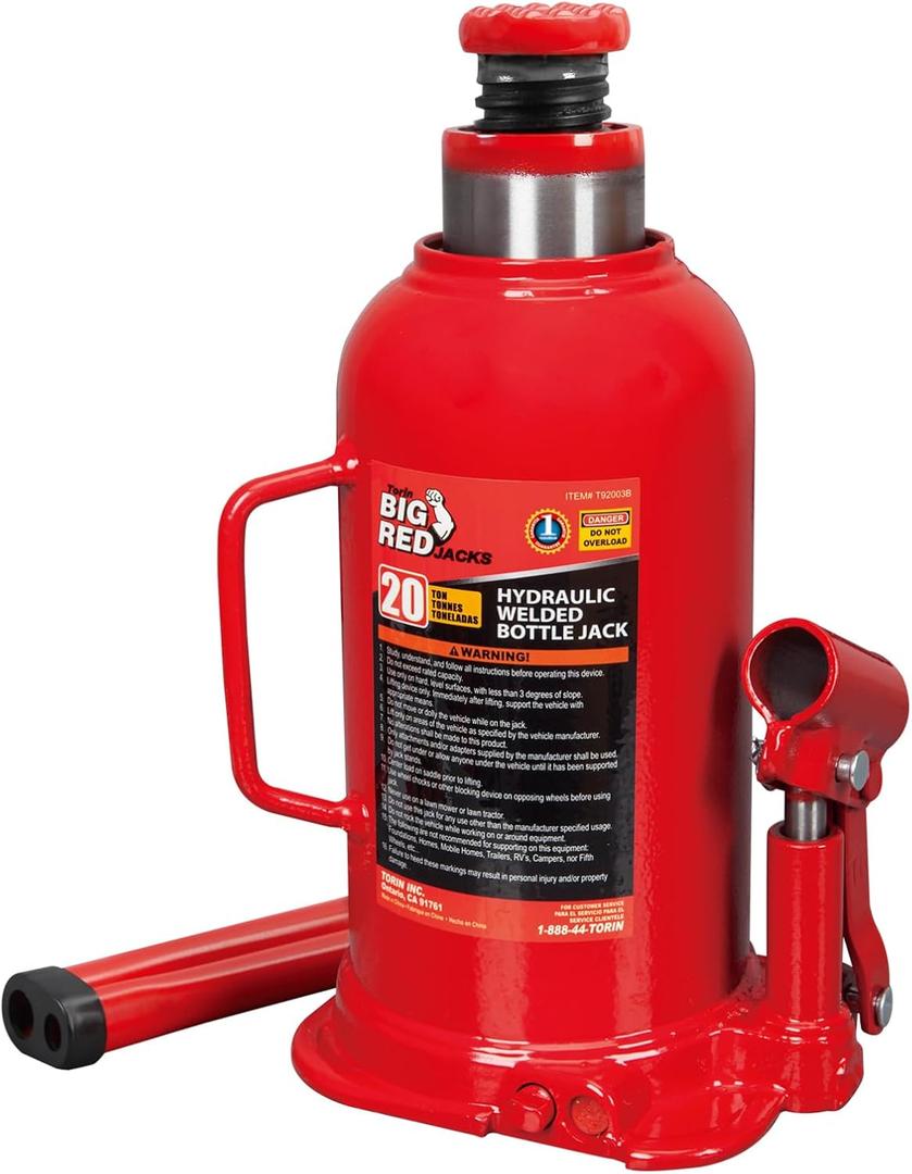 BIG RED 20 Ton (40,000 LBs) Torin Welded Hydraulic Car Bottle Jack for Auto Repair and House Lift, Red, TAM92003B