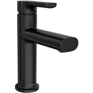 Moen Meena Matte Black One-Handle Single Hole Modern Bathroom Sink Faucet with Optional Deckplate and Drain Assembly, 84794BL