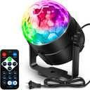 Disco Ball DJ Party Lights Sound Activated with Remote Control Strobe Lamp 7 Modes Stage Light for Home Room Dance Parties Karaoke Halloween Christmas Birthday Decorations (1 Pack)