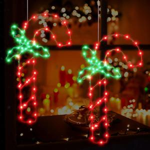 Ninonly 2 Pack Christmas Window Lights, Candy Cane Decorations Indoor With Suction Cup, Hanging Lights for Windows Home Wall Decor