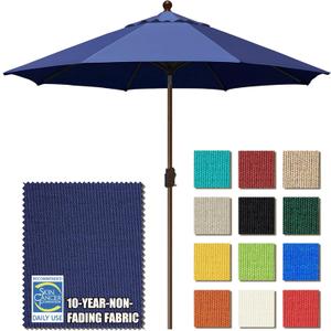 EliteShade USA 10-Year-Non-Fading 9Ft Market Umbrella Patio Umbrella Outdoor Table Umbrella with Ventilation, Navy Blue