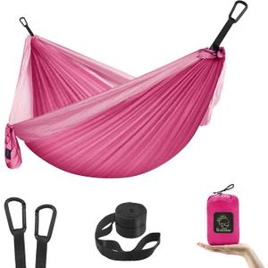 GRASSMAN Kids Hammock-Small Camping hammocks, Portable Camping Gear for Child Indoor/Outdoor use, with Tree Straps & Carabiners Pink (one pack)
