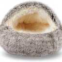 FORMYCATIE Cat Beds for Indoor Cats,Cat Cave for Puppy and Kitty,Calming Small Dog Bed for Small Dogs with Cover Cave,Cozy Warming Fluffy Washable Anti-Slip Pet Sleeping Bag(24 * 24inch,Khaki)