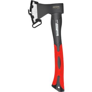 Chopping Axe, 15Outdoor Hatchet Forged Carbon Steel Heat Treated Hand Maul Tool, Fiberglass Shock Reduction Handle with Anti-Slip Grip,Red