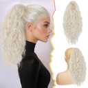BARSDAR 18 Inch Claw Clip Ponytail Extension  Thick Soft Wavy Curly Clip in Ponytail Hairpieces for Women  Natural Looking Synthetic Claw Clip Hair Extensions  Platinum Blonde, Full Volume