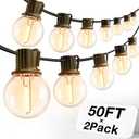addlon 100FT(2-Pack*50FT) Outdoor String Lights, G40 Globe LED Patio Lights Waterproof with 54 Shatterproof Bulbs(4 Spare), ETL Dimmable Outside Hanging Lights Connectable for Yard Garden Backyard