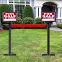 Kigley 4 Pack Stanchion Sign Holder Horizontal Double Sided Frame with Cover Landscape Display for 8.5 x 11 Inch Paper Size Stanchion Post Top Crowd Control Queue Barrier (Black)