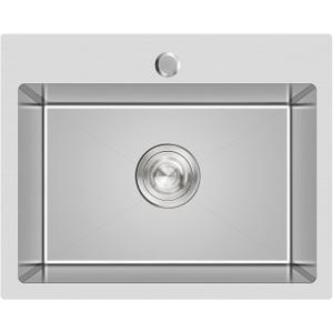 24 Inch Kitchen Sink Drop-in, 18 Gauge Stainless Steel Single Bowl Single Faucet Hole Top Mount Workstation Sink, D24"xW18"xH9" (Brushed)