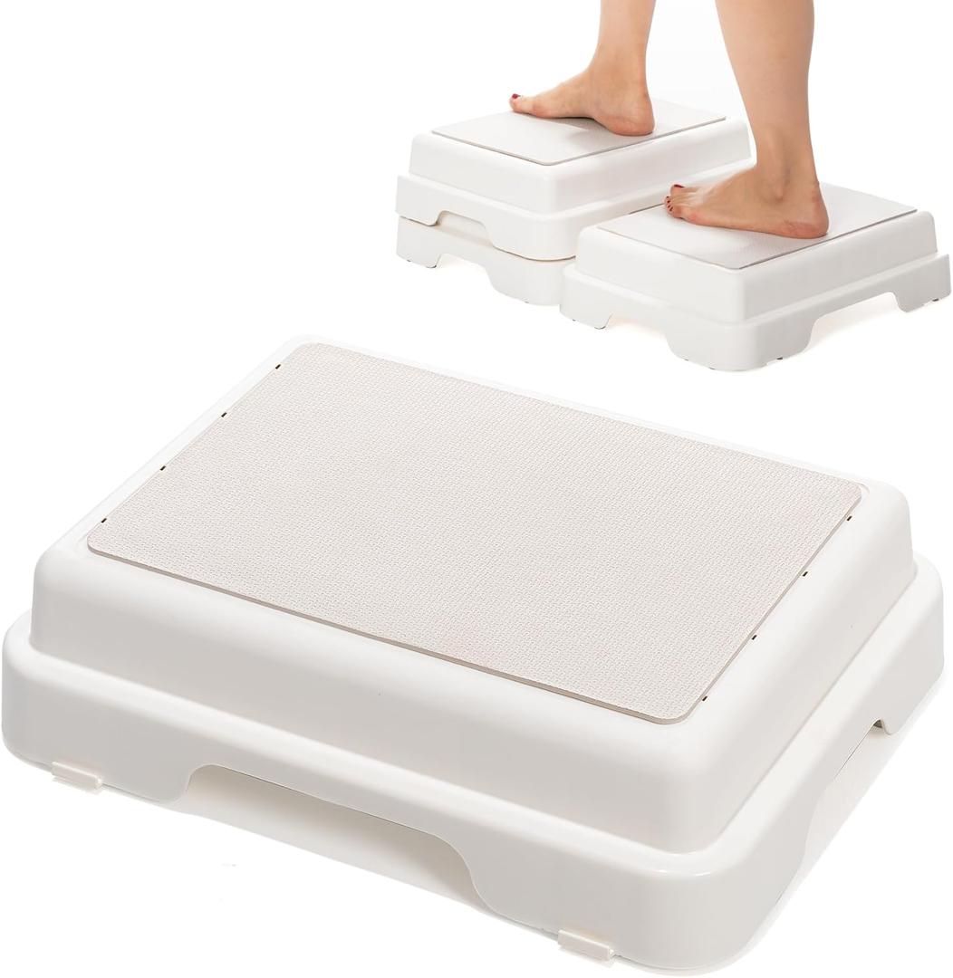 Shower Bath Step Stackable Bathtub Non Slip Safety Step Stool, Indoor/Outdoor Handicap Wideing Hands Free Platform Medical Portable Stack-Able, for High Beds, Kitchens, Bathroom