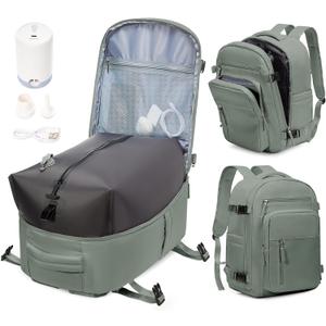 Vacuum Backpack Travel with Pump for Man Women, Travel Backpack Carry on Flight Approved 18x14x8, mochila de viaje compresion al vacio, Waterproof Work Laptop Casual Daypack(Green)