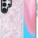 ChiCsFleur for Samsung Galaxy S25 Ultra Case, TPU Phone case with Camera Protection for Women Girls Teens - Pink Chinoiserie Decor Elegant Artistic Minimalist Floral Blossom Gift Aesthetic Unique (Bluselle)