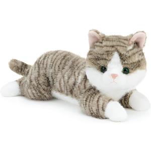 19 inch 3 Lbs Cat Weighted Stuffed Animals, Realistic Weighted Cat Stuffed Animal, Sensory Comfort Plush Throw Pillow, Soft Kawaii Stuffed Kitty Plush Toy Gift for Adults Kids Youth (Brown Tabby Cat)