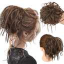 HMD 2PCS Messy Hair Bun Hair Piece Tousled Updo Messy Bun Messy Curly Hair Bun Extensions Synthetic for Women, Messy Donut Updo Chignons Hair Piece for Daily Wear, 8 L (Medium Chestnut Brown)
