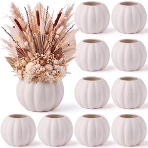Meanplan 12 Pcs 5.5" Fall Ceramic Pumpkin Flower Vases for Centerpieces