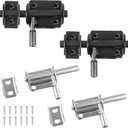 4 Pcs Slide Barrel Bolt Latch, Small Sliding Door Locks, Gate Garage Door Latch(Black,Silver)