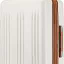 Kono Lightweight 28 Inch Expandable Luggage with Quiet Spinner Wheels TSA Lock, Scratch and Drop Resistant PC+ABS Hardside Durable Large Checked Suitcase, Cream White & Brown