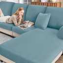 BT.WA Sectional Couch Covers for Sofa Cushion L Shaped Couch Cover Washable Soft Couch Cushion Covers Stretch Sofa Slipcovers(1-Piece for Loveseat or Sofa 2-Seater, Blue)