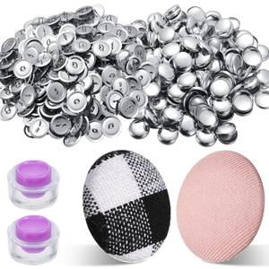 100 Sets Cover Buttons Kit with Tools Size Buttons to Cover Self Cover Buttons with Wire Backs DIY Fabric Cloth Cover Buttons (Size 24/0.59 Inch)