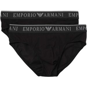 Emporio Armani Men's Endurance 2-Pack Brief (Medium, Black/Black)