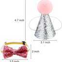 SATINIOR 4 Pieces Cat Birthday Hat Bowtie Small Dog Hat Headband Topper Bowtie Adjustable Cute Puppy Birthday Costume Accessories for Cat Small Medium Pet(Lake Blue and Pink,Style A)