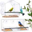 Window Bird Feeder – Clear Acrylic Bird House with Heavy-Duty Suction Cups, Large Seed Tray, Weatherproof Wild Bird Feeder, Easy Clean Design
