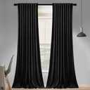 SNITIE Black 108 in Long Velvet Curtains with Back Tab and Rod Pocket Thermal Insulated Soft Privacy Light Filtering Velvet Drapes for Bedroom and Living Room, Set of 2 Panels, 52 x 108 Inches Long
