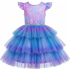 Princess Dress for Toddler Girls Sleeveless Ruffle Sleeve Tulle Dresses Casual Summer Outfit for Girl 3-6 Years