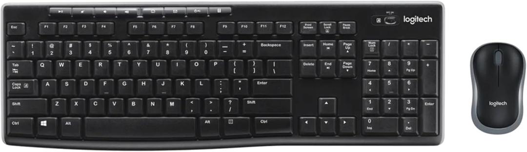 Logitech MK270 Wireless Keyboard And Mouse Combo For Windows, 2.4 GHz Wireless, Compact Mouse, 8 Multimedia And Shortcut Keys, For PC, Laptop - Black (1 Pack, Black)