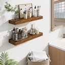 Fun Memories Floating Shelves Set of 2, 24 Inch Floating Shelves for Wall, Wood Wall Shelves with Invisible Brackets, for Bathroom, Bedroom, Living Room, Kitchen, Rustic Brown