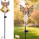 Solar Rain Gauge Outdoor,Decorative Angel Rain Gauges Outdoors Best Rated,Large Plastic Tube Freeze Proof Water Gauge for Yard Patio Lawn Garden Decor Gift for Women Measuring Precipitation