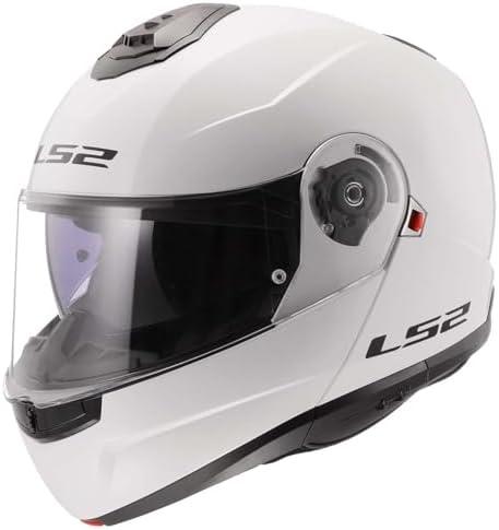 LS2 Helmets Strobe II Modular Motorcycle Helmet W/SunShield (Gloss White - Large)