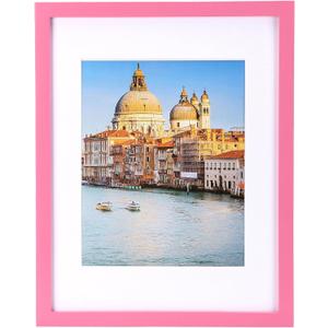 wyooxoo 11x14 Picture Frame Made of Solid Wood Pink Photo Frames Display Pictures 8x10 with Mat or 11x14 Without Mat Colorful Frame Horizontal and Vertical for Wall
